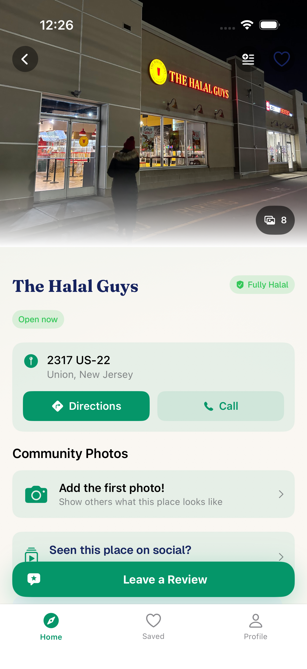 Listing detail view showing halal verification